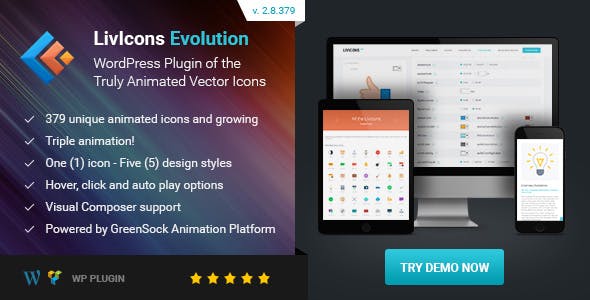 LivIcons Evolution for WordPress v2.10.387（已汉化） – 下一代真正的动画矢量图标插图