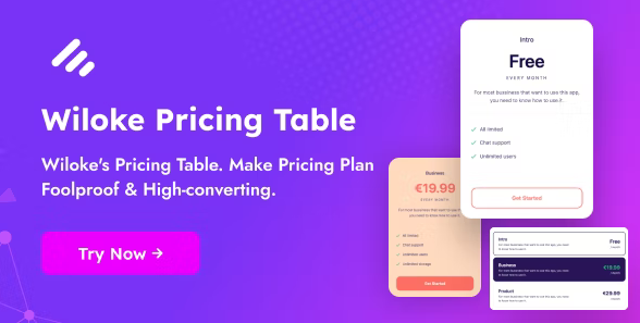 Wiloke Pricing Table Addon For Elementor v1.0.0 – Wiloke 定价表插件
