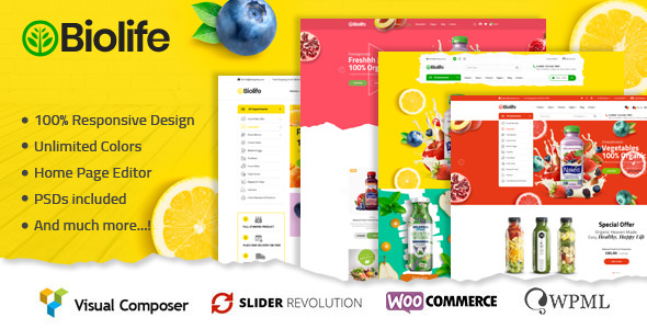 Biolife v3.0.3 – 有机食品 WordPress 主题插图