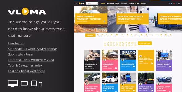 Vloma Grid v3.1 – 响应式 WordPress 视频博客主题插图