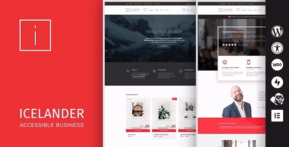 Icelander v1.7.0 – 可访问的业务组合和 WooCommerce WordPress 主题插图