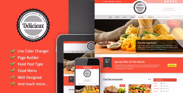 Delicious v1.3.2 – 餐厅 WordPress 主题插图