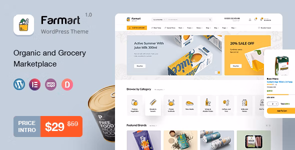 Farmart v1.12.7 – 有机和杂货市场 WordPress 主题插图