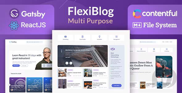 FlexiBlog v3.9.0 – React Gatsby 多用途博客主题插图