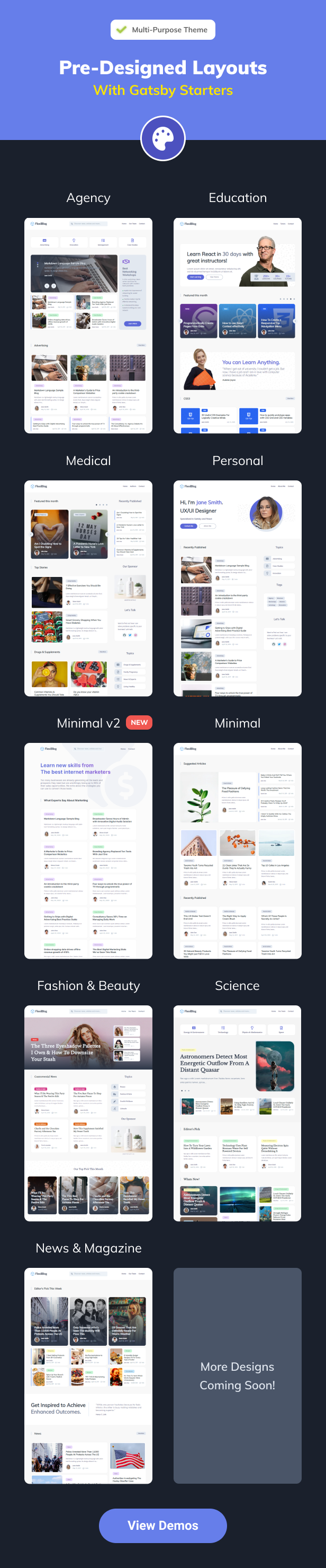FlexiBlog v3.9.0 – React Gatsby 多用途博客主题插图(3)