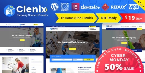 Clenix v3.1.0 –  WordPress 清洁服务主题插图