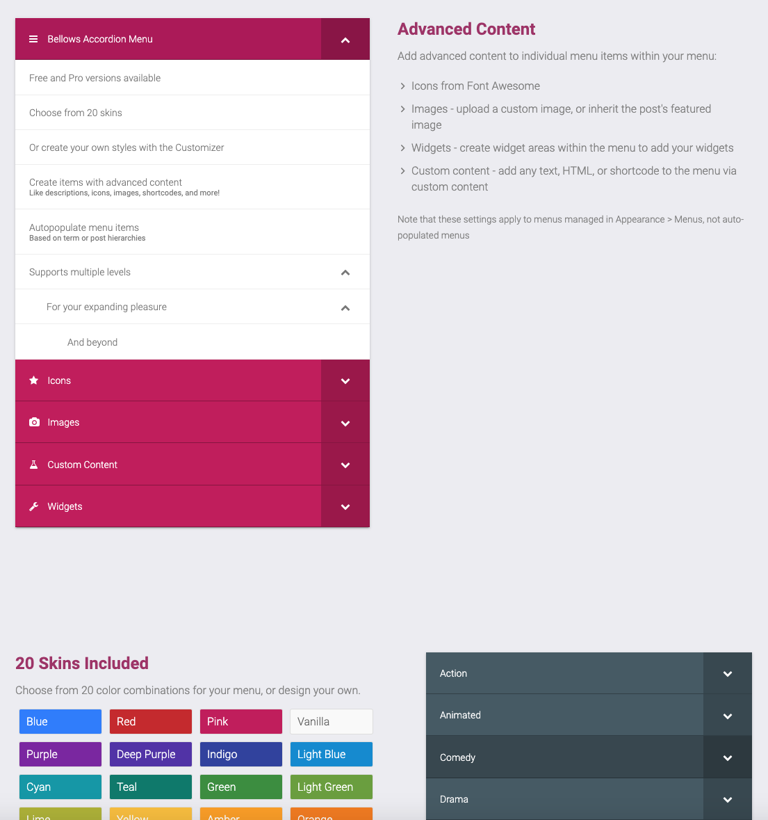 Bellows Pro v1.4.3 – WordPress 手风琴菜单插件插图