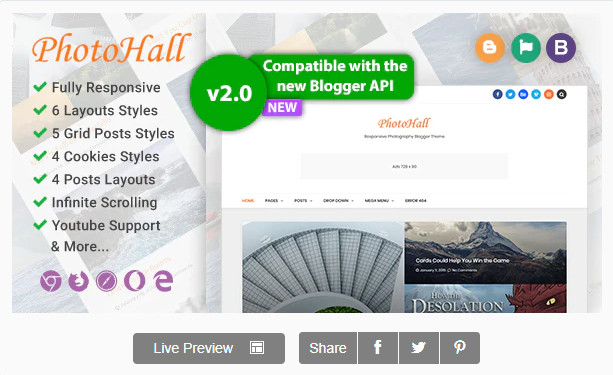 PhotoHall v2.5 – Blogger 响应式摄影主题插图