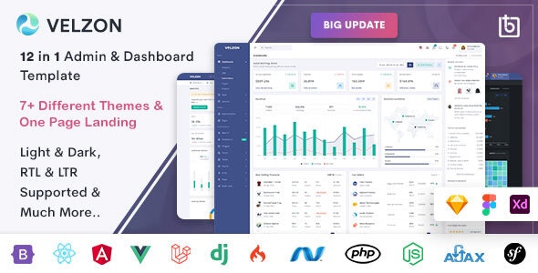 Velzon v4.3.0 – 管理和仪表板模板插图