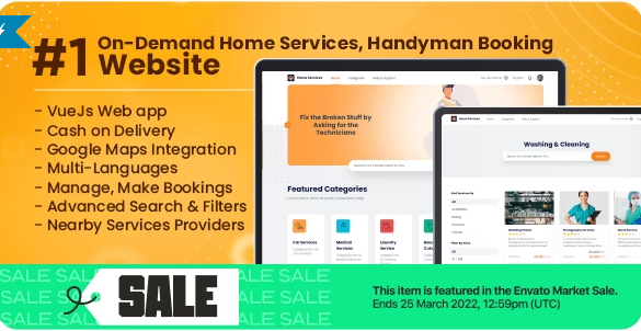 Customer Website v1.2.1 – 家庭服务、业务列表、杂工预订的客户网站插图