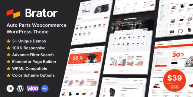 Brator v1.8 –  WooCommerce 汽车配件主题插图