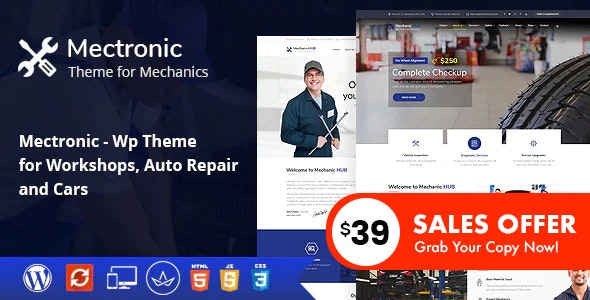 Mectronic v2.0 – WordPress汽车维修中心主题插图