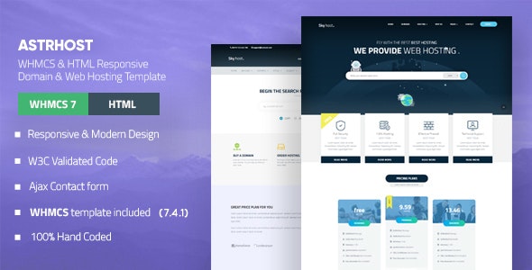 ASTRHOST v1.3 – WHMCS 多用途虚拟主机模板插图