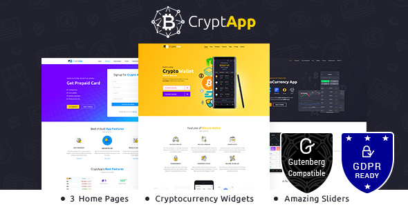 CryptApp Landing Page v2.5 – 加密货币登陆页面主题插图