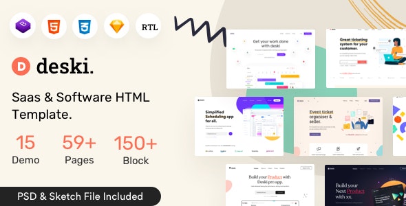 Deski v6 August 2022 – Saas 和软件 HTML + RTL 模板插图