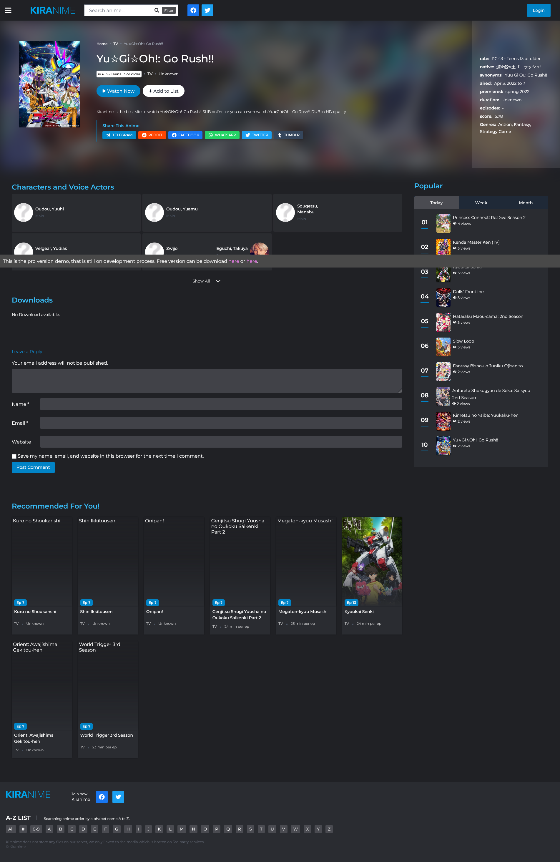 Kiranime v3.5.2.8（已汉化60%） –  WordPress 动漫流媒体主题插图(1)