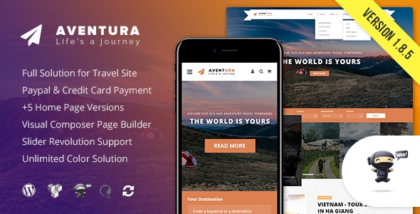 Aventura v2.7.7（原版） –  WordPress 旅行和旅游预订系统主题插图