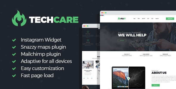 TechCare v1.1.0 –  WordPress 电子维修主题插图