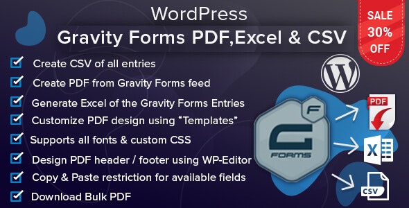 WordPress Gravity Forms PDF, Excel & CSV v1.8.1（已汉化）  – Gravity Forms转换为 pdf插件插图