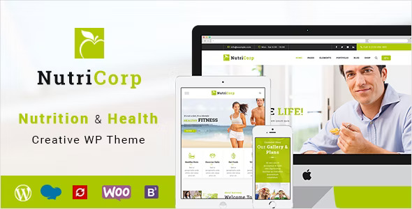 Nutricorp v3.6 – 营养与健康创意 WordPress 主题插图