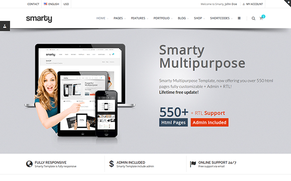 Smarty v5.0.4（待发布） – WrapBootstrap 多用途响应模板 – 网站 + 管理员（支持 RTL）插图
