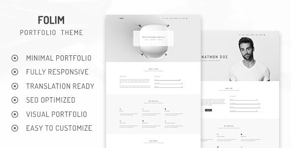 Folim v2.0.1 - Clean Minimalist Portfolio WordPress 主题插图