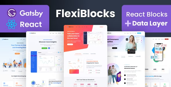 FlexiBlocks v3.9.0 – React Gatsby 登陆页面模板插图