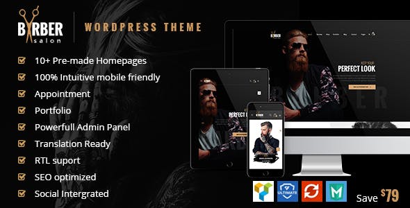 Barber v1.3.1 – 头发、纹身和美容院 WordPress 主题插图
