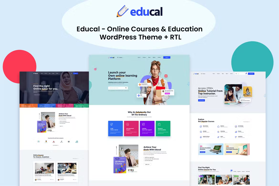 Educal v1.2.9 – WordPress 在线课程教育主题插图