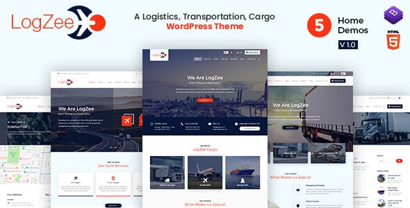 Logzee v1.0 –  WordPress 物流、运输、货运主题插图