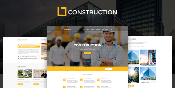 Construction v1.1.0 – 商业和建筑公司 WordPress 主题插图