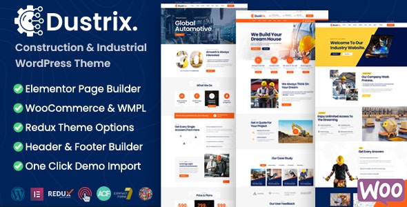 Dustrix v1.5.0 – WordPress建筑和工业主题插图