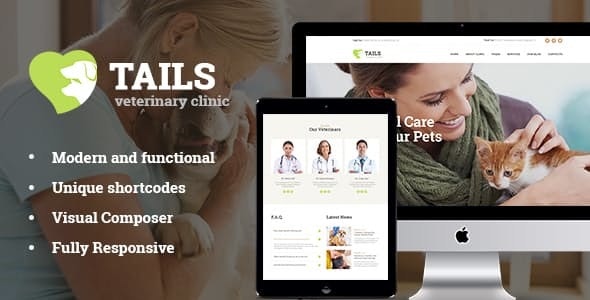Tails v1.4.5 – 兽医诊所、宠物护理和动物 WordPress 主题 + 商店插图