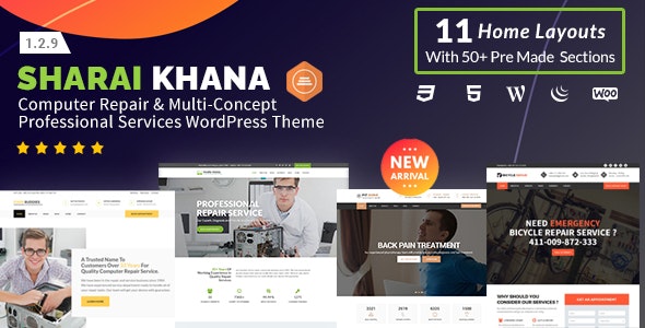 Sharai Khana v1.2.9 – WordPress 电脑维修主题插图
