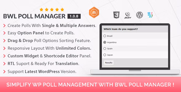 BWL Poll Manager v1.0.8 – WordPress 投票插件插图