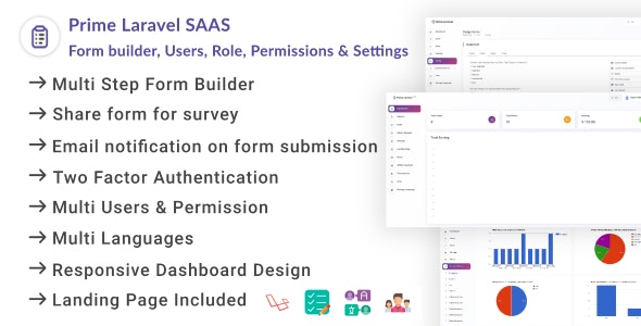 Prime Laravel Saas v1.0.6 – 表单构建器、用户、角色、权限和设置插图