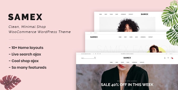 Samex v2.1 – 干净，最小的商店 WooCommerce WordPress 主题插图