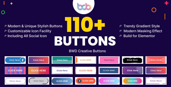 BWD creative buttons elementor addon v1.0插图