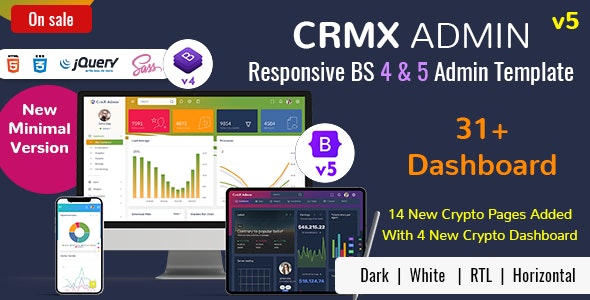 CrmX v5.0 – Bootstrap 管理仪表板模板和用户界面插图