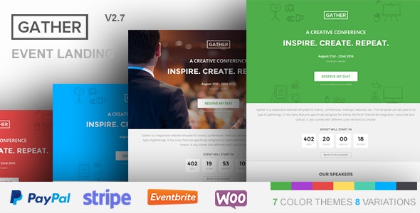 Gather v3.0.6 – 活动和会议 WP 登陆页面主题插图