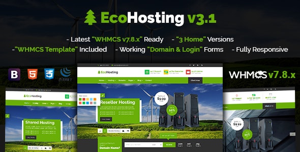 EcoHosting v3.5 – 响应式 HTML5 托管和 WHMCS 模板插图