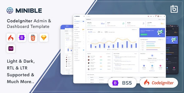 Minible v3.0.0 – CodeIgniter 管理和仪表板模板插图