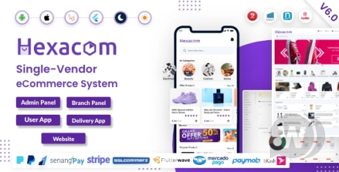 Hexacom v7.6 – 单一供应商电子商务应用程序，带有网站、管理面板和送货员应用程序插图