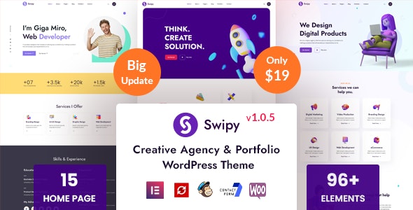 Swipy v1.0.4 – 创意机构 WordPress 主题插图