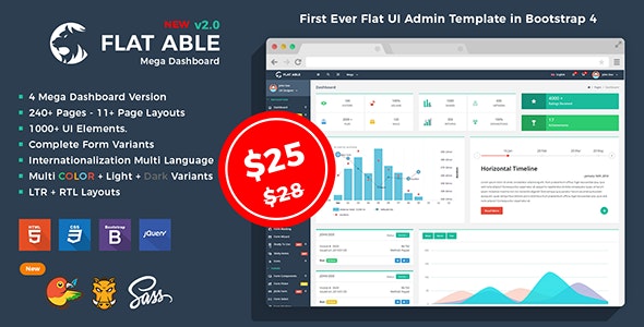 Flat Able v2.2 – Bootstrap 4 Flat UI 管理模板插图
