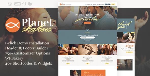 Planet Shakers v1.0.6 – 教会与宗教 WordPress 主题插图