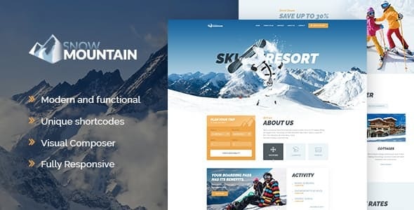 Snow Mountain v1.2.7 – Ski Resort & Snowboard School WordPress Theme插图