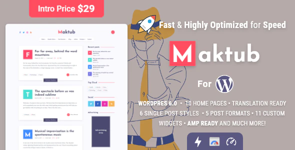 Maktub v2.0.5 – 适用于 WordPress 的最小轻量级 博客插图