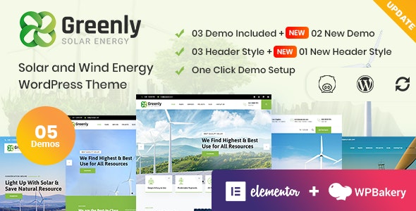 Greenly v6.0 – 生态与太阳能 WordPress 主题插图