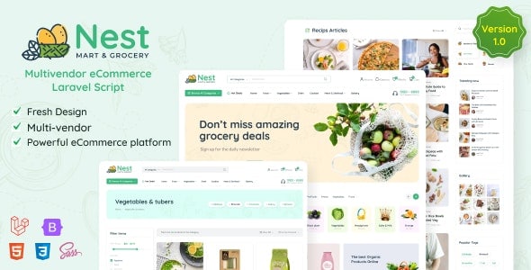 Nest v1.25.3（已汉化） – 多供应商有机和杂货 Laravel 电子商务插图